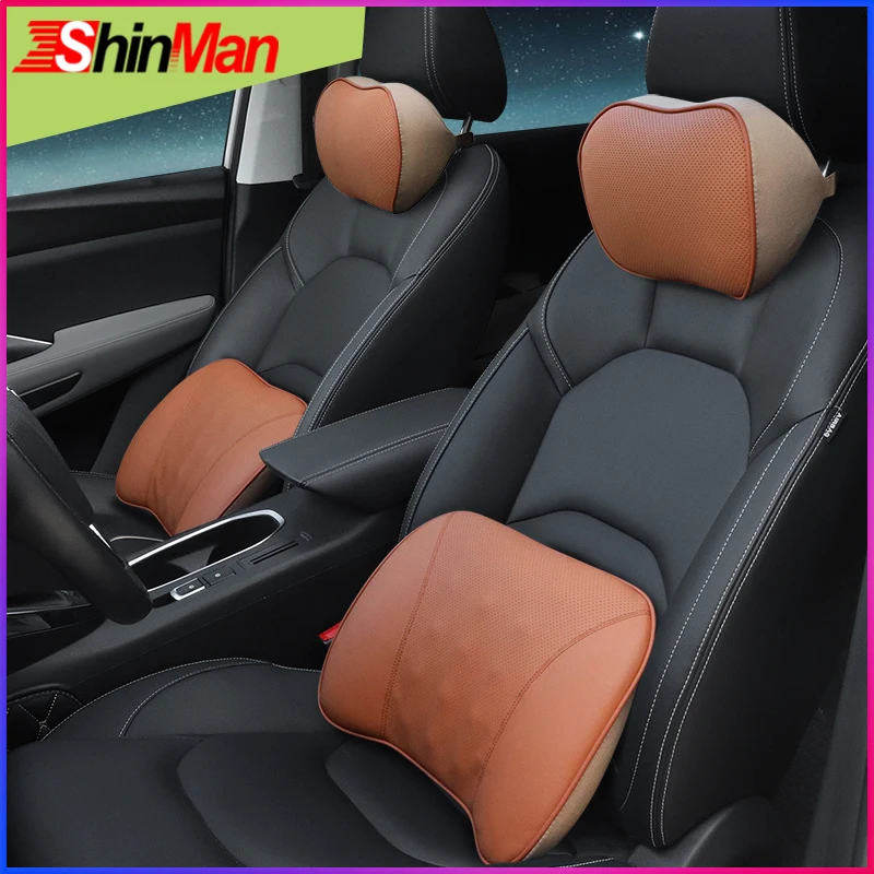 ShinMan Car pillow For Audi A3 8P A4 B7 B8 A6 C6 A8 TT Q7 Q3 Lumbar back cushion Leather seat support Neck pillows | Автомобили и