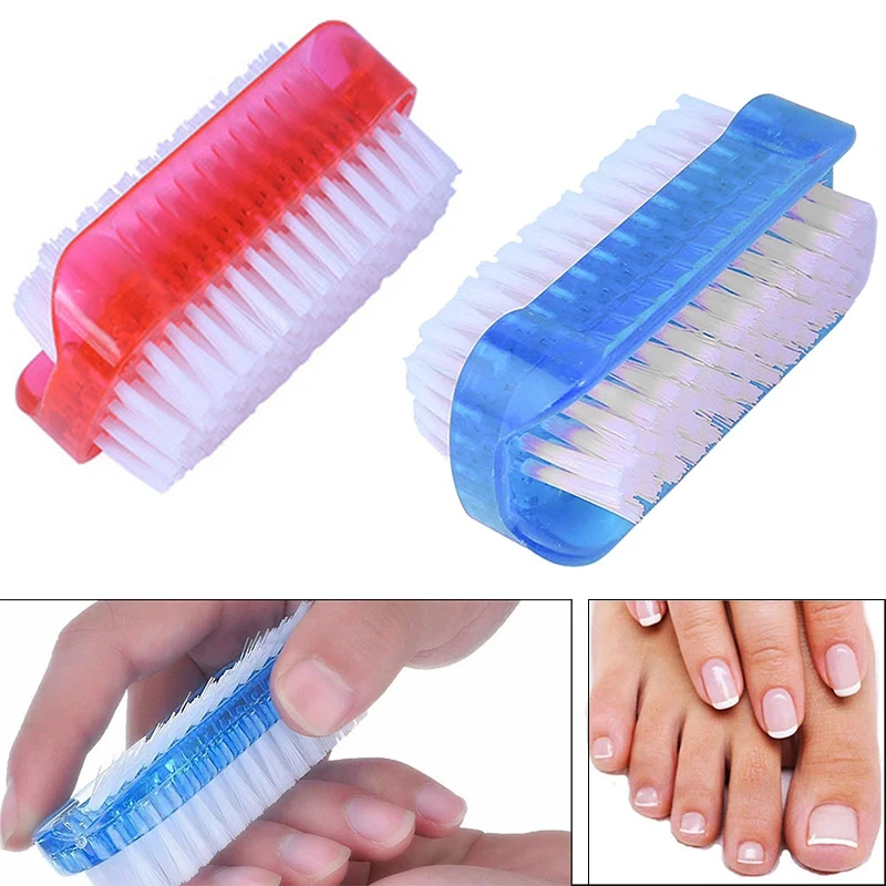 

1PC Plastic Nail Cleaning Scrubbing Brush Double Sided Nail Brush Cleaner Manicure Tool Nail Dust Brush Makeup Brushes New