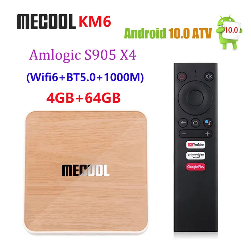 

Новый Mecool KM6 Amlogic S905X4 Wifi 6 Google Сертифицированный Android 10,0 Смарт ТВ бокс 4 Гб 64 Гб 1000 м Bluetooth 5,0 медиаплеер
