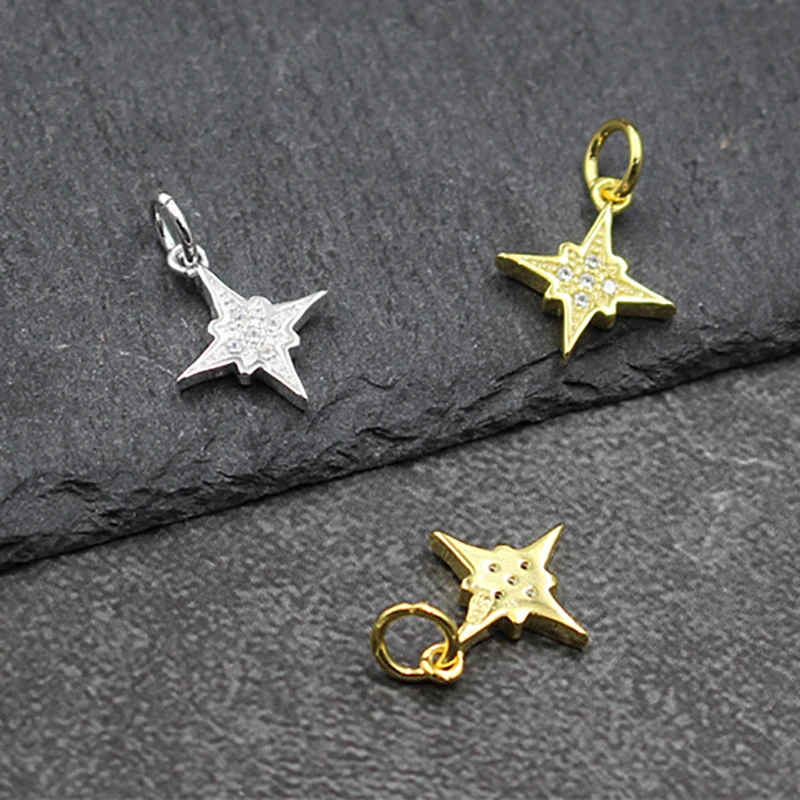 Подвеска звезда из серебра 925 пробы с микрофианитами|Ювелирная фурнитура и
