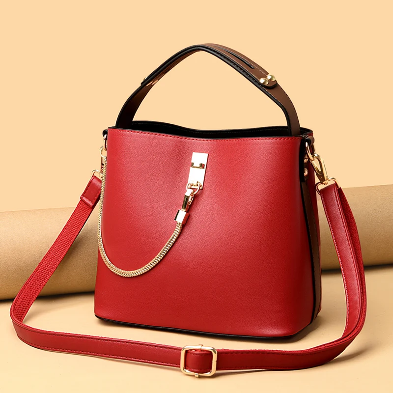 

Shoulder Bags for Women 2021 Pu Leather Crossbody Bag Fashion Ladies Handbag Purse Soft Women Messenger Bucket Bag designer bag
