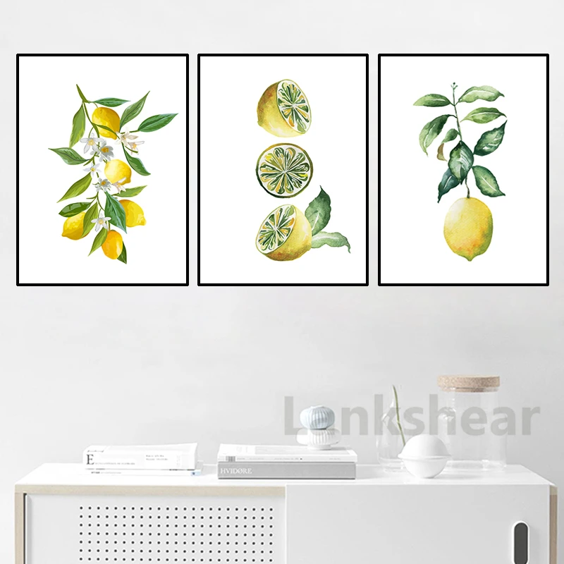 Абстрактная Мода плакат желтого лимона печать фруктов холст картины Кухня Декор