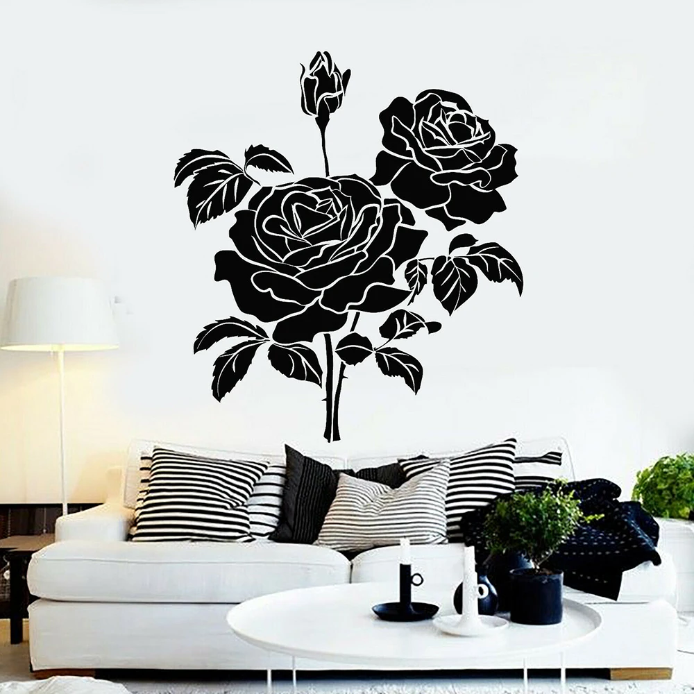 

Bud Roses Wall Decals Romantic Style Bouquet Flowers Garden Home Interior Stickers Vinyl Home Decor Living Room Bedroom Z850