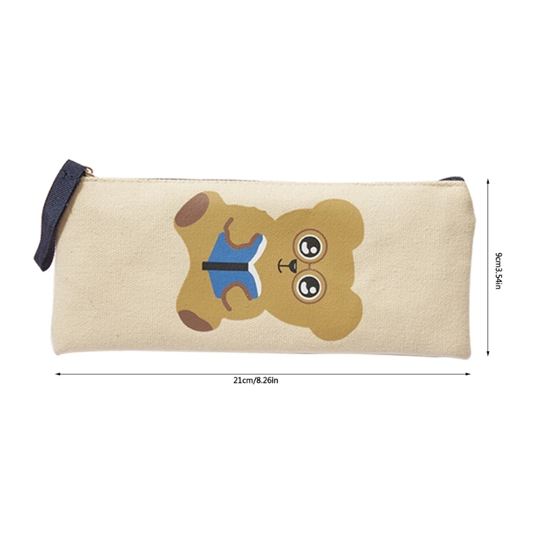 

Kawaii Cartoon Bear Canvas Pencil Bag Pen Case Zipper Pouch Cosmetic Makeup Bags School Stationery Student Gifts