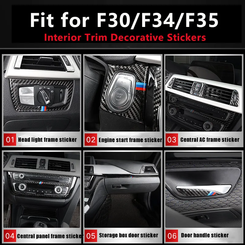 Панель управления из углеродного волокна для F30 F34 F35 2013 2018 3 4 Series 3GT|Наклейки
