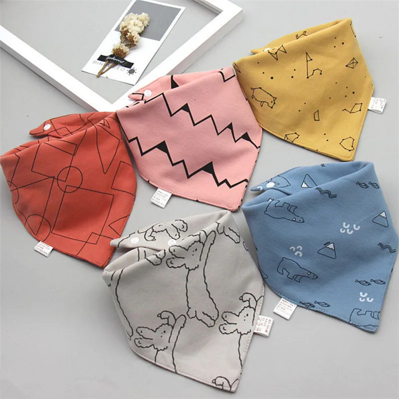 5 шт. детские нагрудники хлопковые треугольные двойные полотенца с рисунком шарф