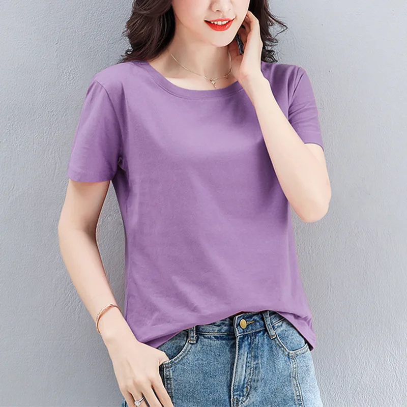 

Cotton T-Shirt For Women Summer 2020 Black White Oversized T Shirts Female O Necek Women Tops Casual TShirt