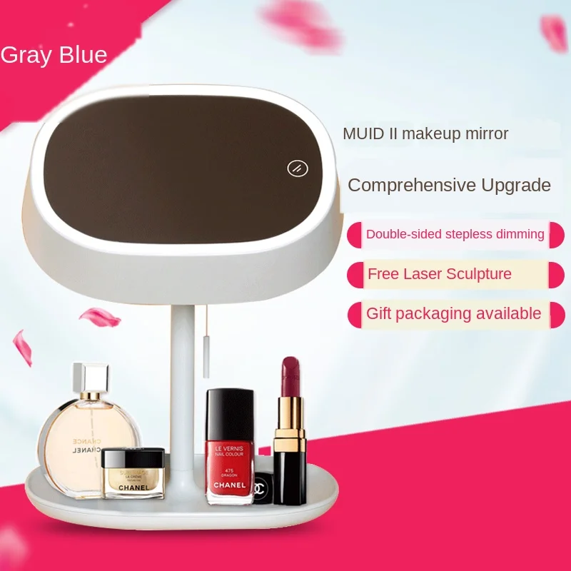 

Mirror Makeup Mirror Desktop Folding Led with Light Fill Light Net Red Ins Style Girl Heart Large
