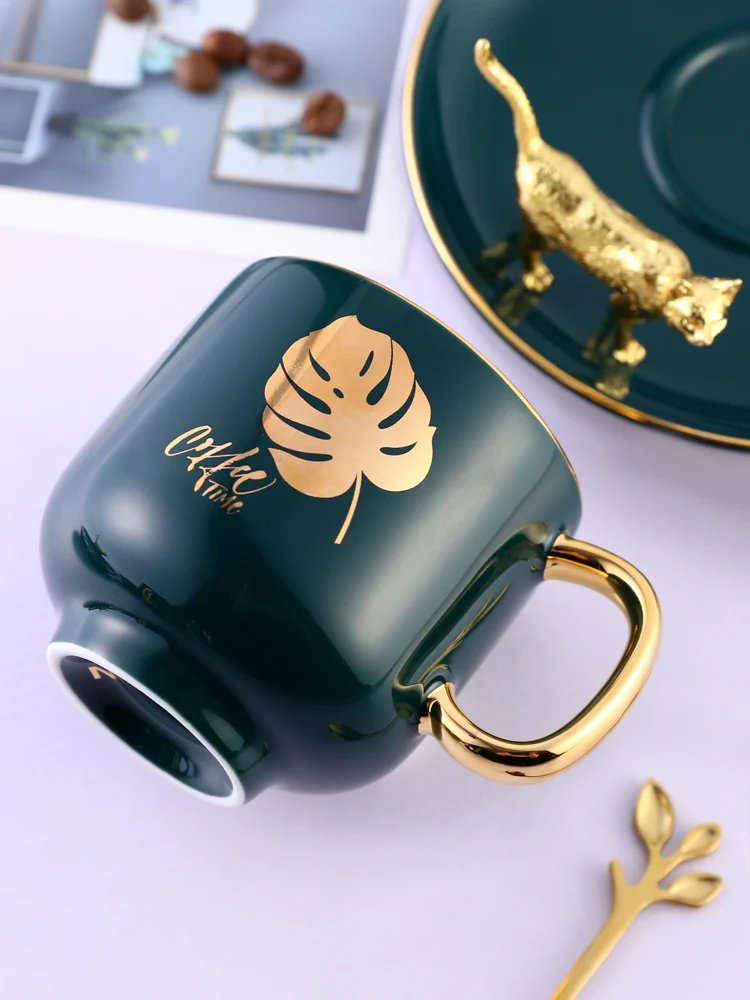 Xicaras Luxury Ceramic Cup Nordic With Spoon Simple Afternoon Tea Coffee Cups Retro Office Porcelain And Saucer Set Tazas | Дом и сад
