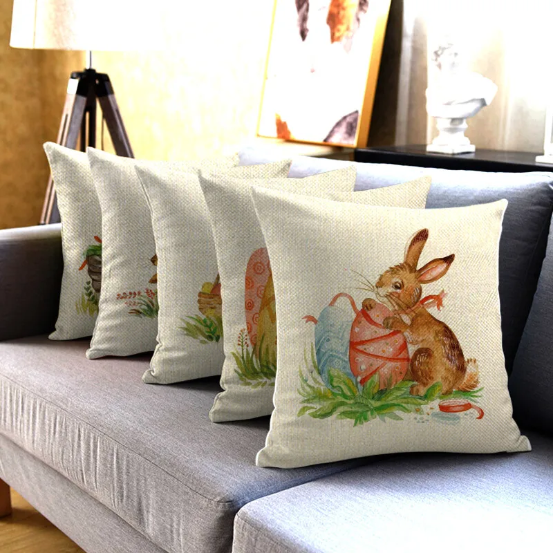 

Fuwatacchi и желтыми бантами на плечах, с изображением пасхального яйца и кроликов, чехол для подушки с принтом Гостиная Спальня диван кресло чех...