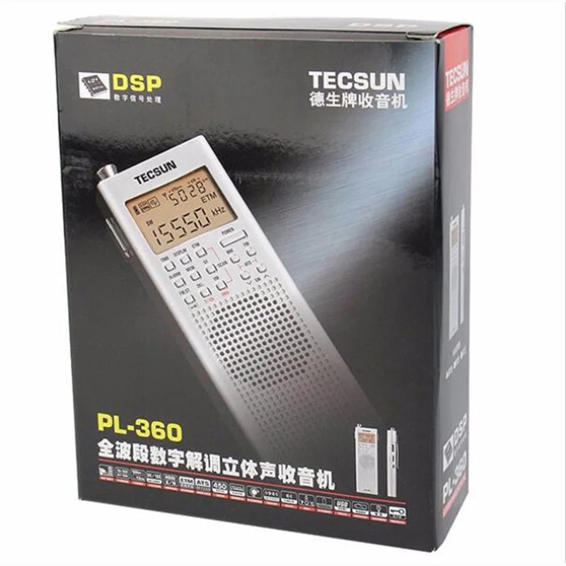 Приемник DSP Tecsun PL-360 радио FM MW SW LW + Внешняя антенна AM портативное радио-рекордер
