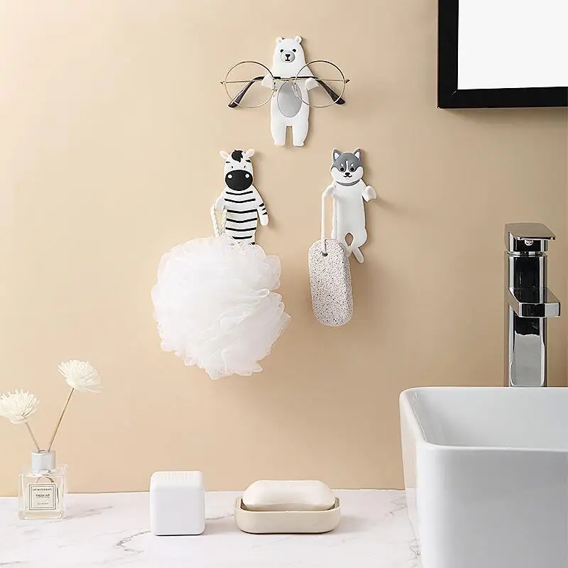 

PVC Bendable Wall Hooks Hanger Cute Animal Wall Decoration Key Clothes Towel Holder Sticker Holder Hanger Rack For Home and Kitc