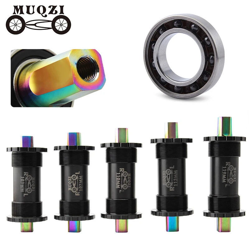 

MUQZI Bicycle Titanium Ceramics Bottom Bracket MTB Road Bike BB68 103 107 110 113 119 122mm Square Tapered Axis