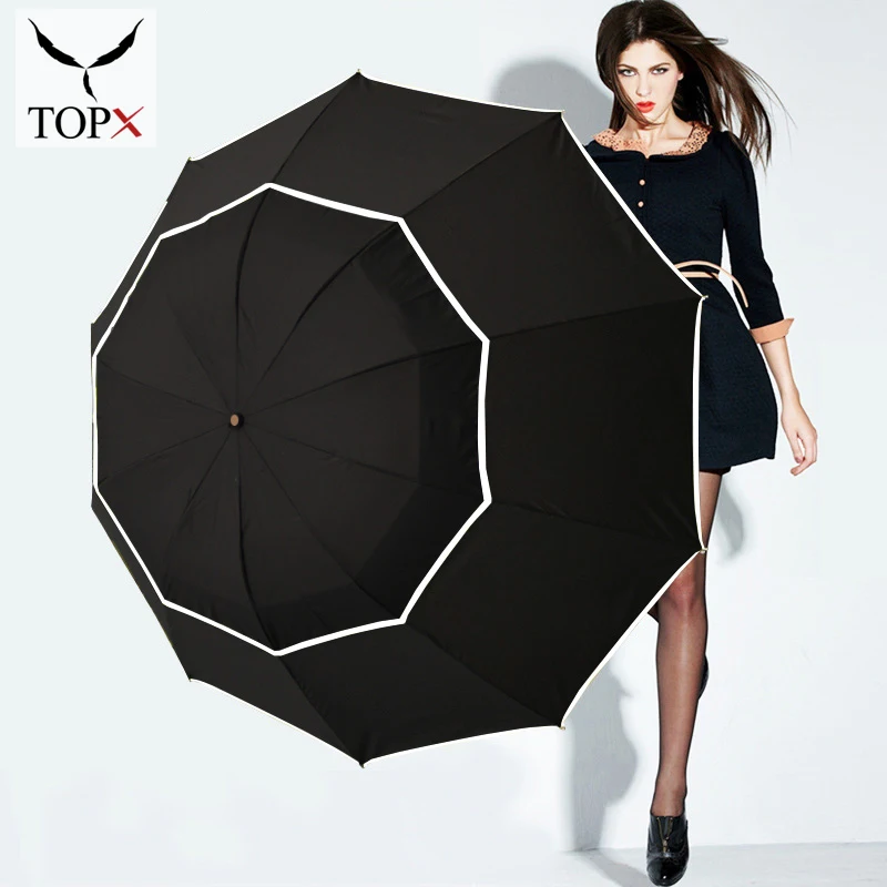 Двойной зонтик для гольфа дождевик женщин ветронепроницаемый 3 слоя большие