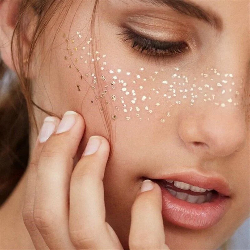 

NEW Gold Face Sticker Temporary Tattoo Waterproof Blocked Freckles Makeup Stickers Eye Decal Wholesale 1Pcs