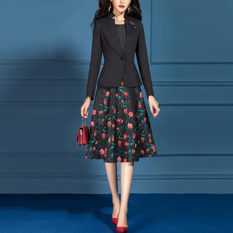 

Floral Print 2 Piece Sets Womens Outfits Luxury 2 Piece Set Women Vintage Top And Dress For Women Vestido De Festa Robe Femme