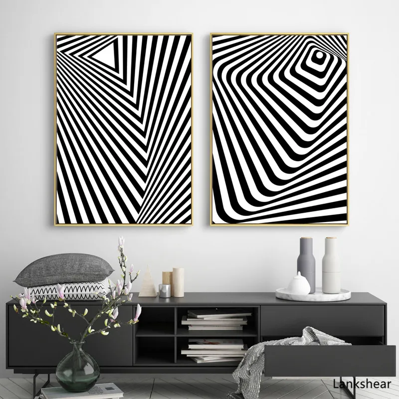 Black And White Line Geometry Abstract Canvas Art Print Painting Poster Wall Pictures For Home Decoration Bedroom HD Artwork | Дом и сад