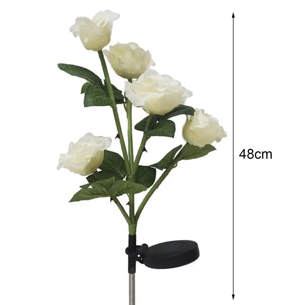 

Walkway Light Solar Powered Waterproof Stainless Steel 5 Heads Rose Flower Lawn LED Light Garden Decoration Light Landscape Lamp