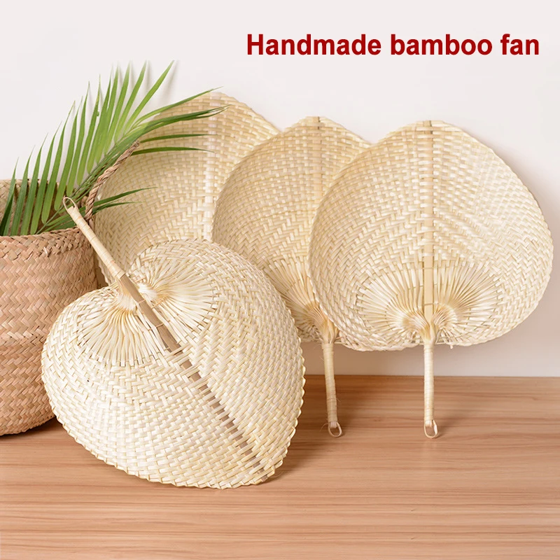 

Handmade Rattan Fan Bamboo Palms Fan Natural Hand Fan Peach-shaped Woven Fan Summer Fan For Weddings Parties Gifts TT-best
