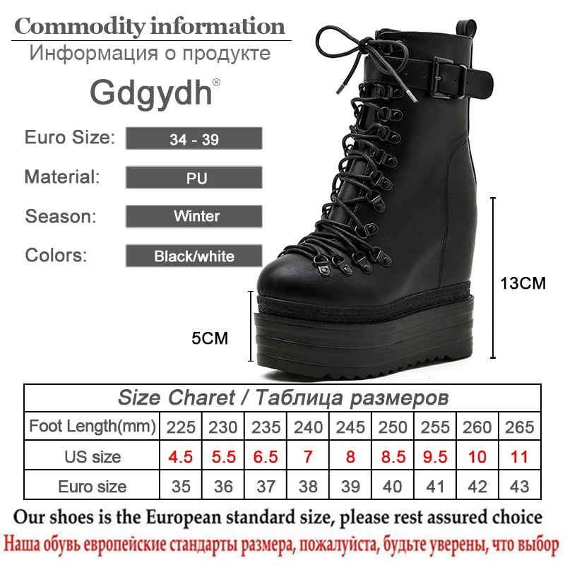 

Gdgydh Rock Style Gothic Shoes For Sale Platform Heel Ankle Boots Shoelace Footwear Fashion Street White Wedding Shoes Winter