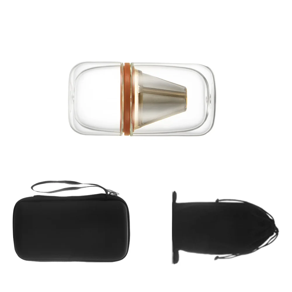 

Portable Travel Coffee Maker Double Cup Coffee Tea Pot Kitchen Tool with Bag (Black)