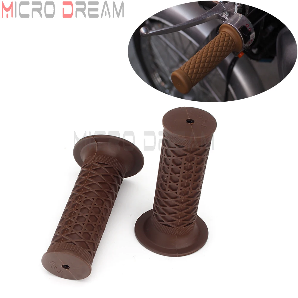 

2x Moto Handlebar Motorcross Grip Motorcycle Retro Rubber Classic Motorbike Non-slip Handle Bar Unviersal Vintage Hand Grips
