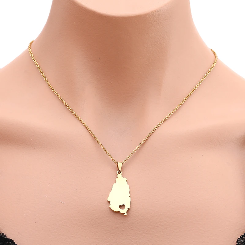 Ожерелье SONYA в форме сердца из нержавеющей стали с картой Санта Лусии для женщин