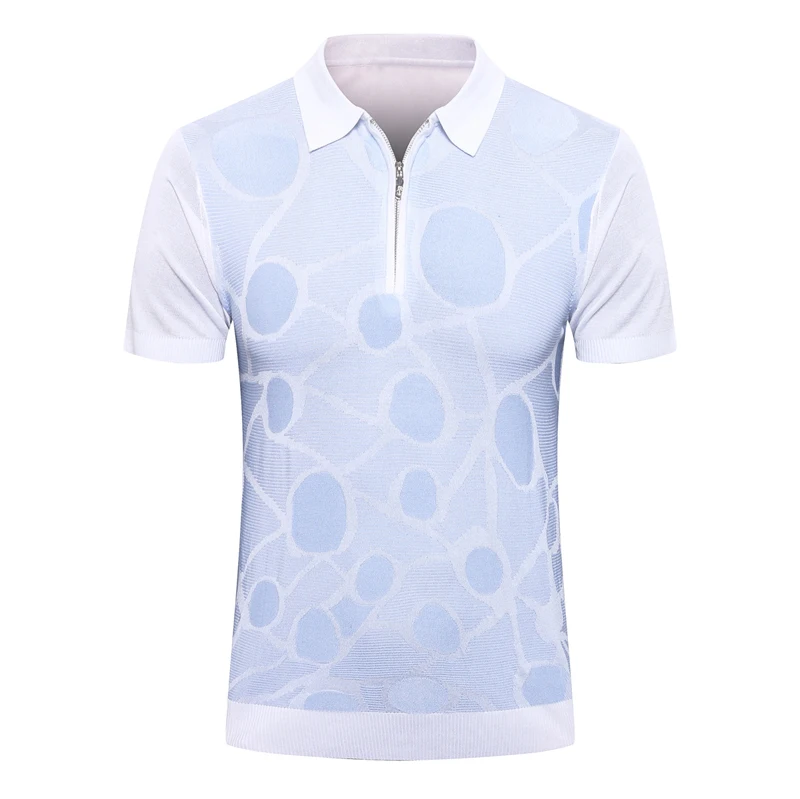 

Billionaire polo shirt silk men 2021 New fashion Business short sleeve thin zipper printing Breathable big size M-5XL quality