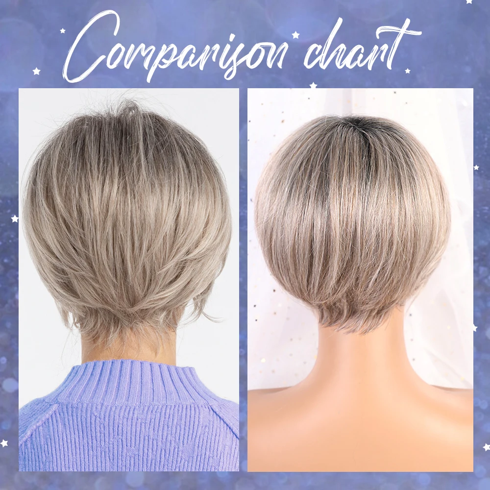 INHAIR cube женские парики 10 дюймов новые синтетические смешанные волосы натуральные прямые короткие парики Серый Свободный парик с челкой