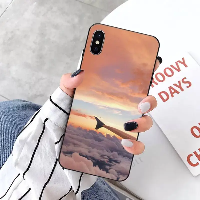 

Aircraft Airplane fly travel cloud coque funda cover Phone Case for iPhone 11 12 pro XS MAX 8 7 6 6S Plus X 5S SE 2020 XR