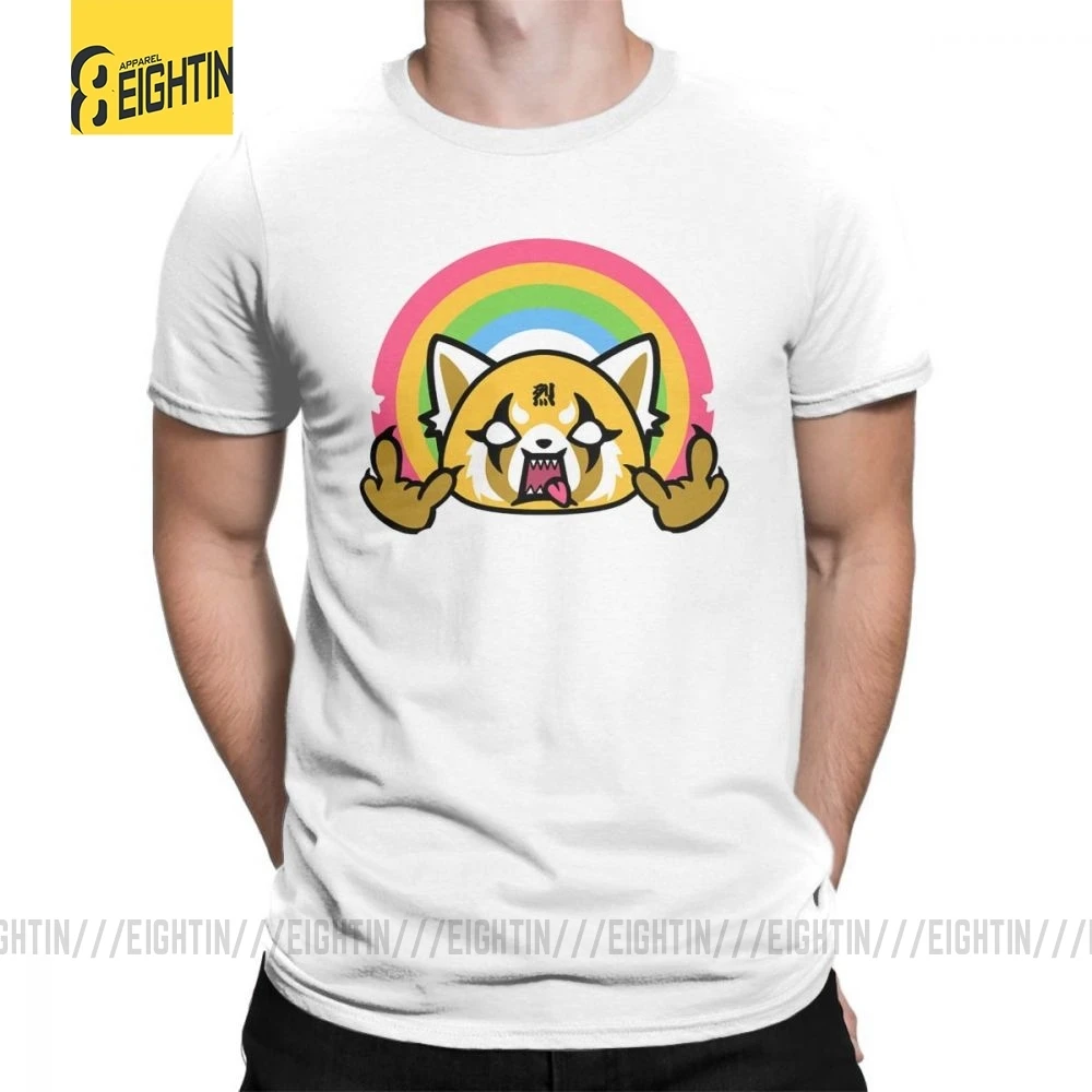 Белый Death Metal Aggretsuko aggression Retsuko, футболки из хлопка, Мужская одежда, футболки с коротким рукавом, футболки большого размера с рисунком - Цвет: Белый