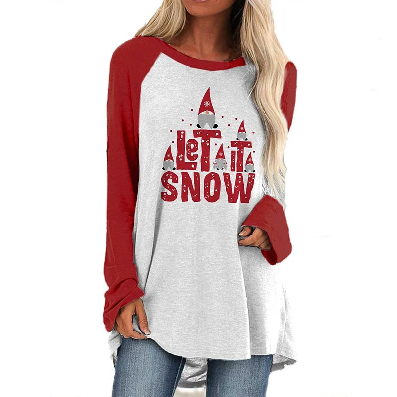 

Women's Long Sleeve Christmas Fawn Printed Raglan Sleeve Women's T-shirt