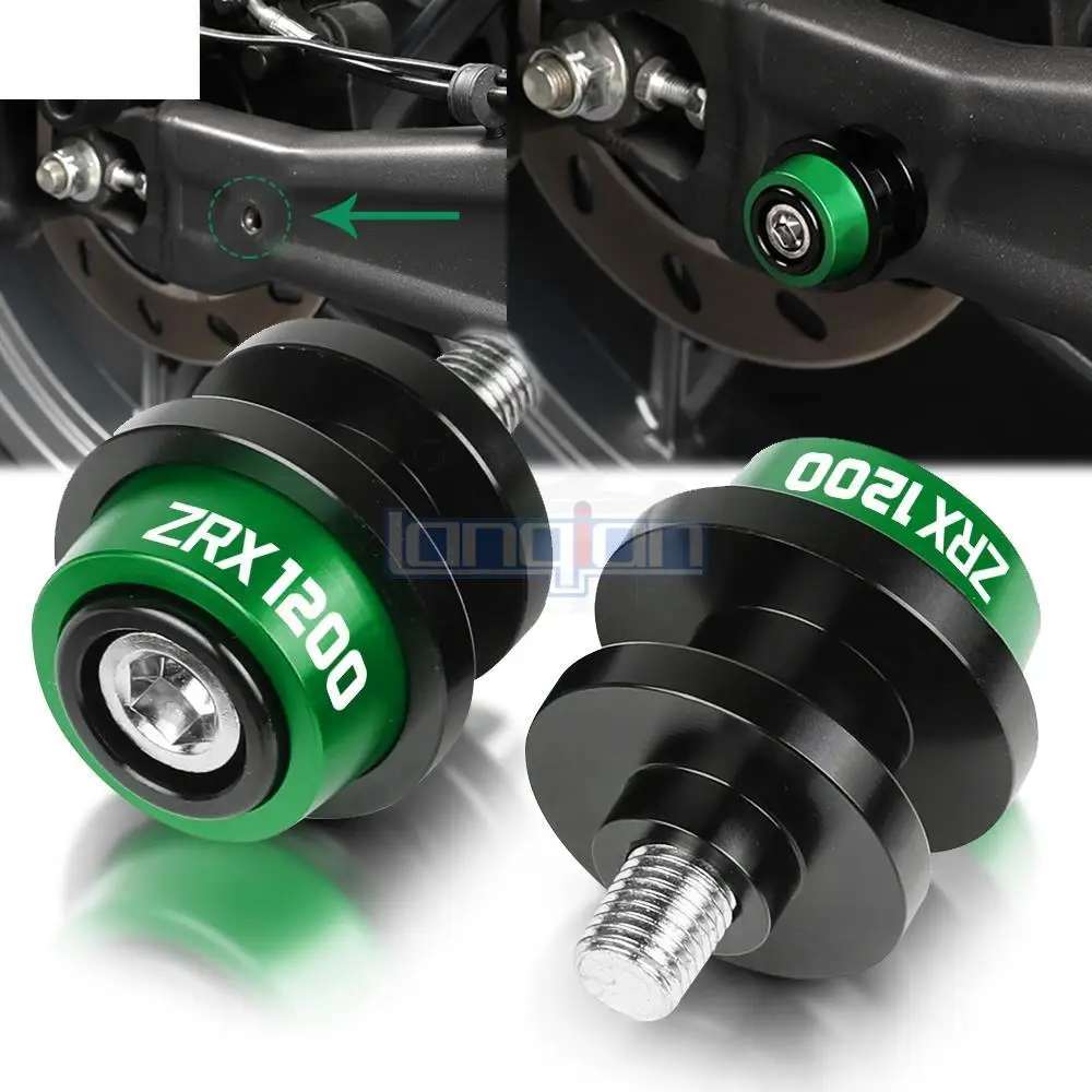 

Для KAWASAKI ZRX1200 1999-2007 2006 2005 2004 CNC алюминиевая стойка винты Swingarm Катушки слайдер 8/10 мм ZRX 1200 логотип