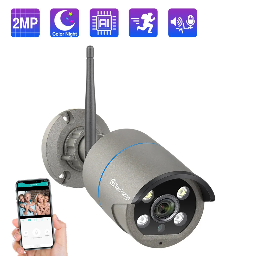 IP камера Techage Беспроводная с поддержкой Wi Fi 1080P функцией ночного видения|Камеры