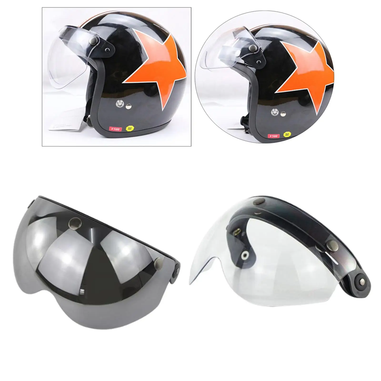 

2PCS Flip Up Down Visor Lens Replacement for 3 Button Motorcycle Helmets