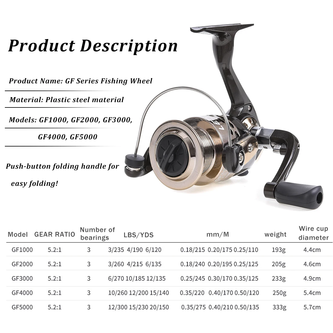 Лучшая катушка для заброса приманки GF5000 высокоскоростная рыболовная Катушка 5 2: 1