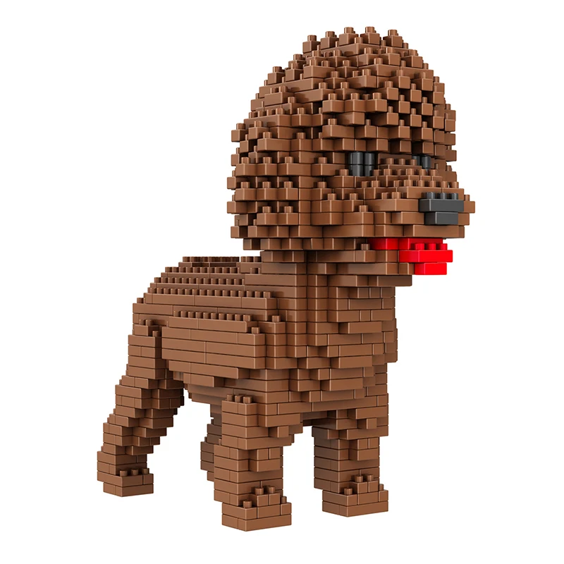 

Poodle Teddy Dog Brown Pet Mini Building Block 3D DIY Micro Diamond Brick Children Blocks Gift Toy