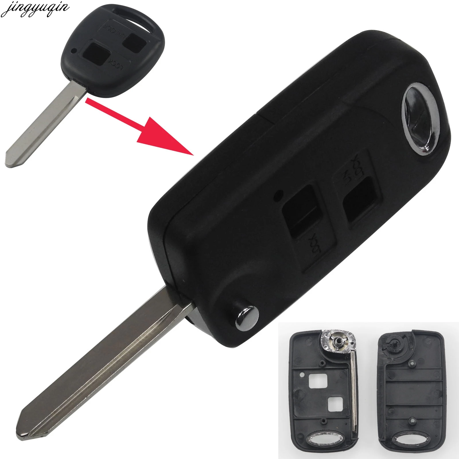Складная откидная оболочка ключа дистанционного управления 2 кнопки для Toyota Yaris