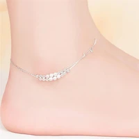 kofsac new trendy foot jewelry 925 sterling silver anklets for women double layer 18 beads bracelets girl party accessories gift