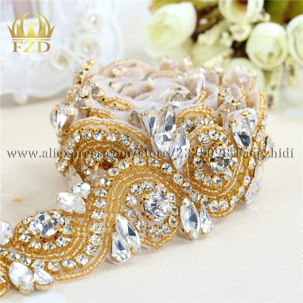 (1 ярд) ручная работа Горячая фиксация Пришивание на прозрачном кристалле стразы