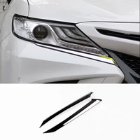 for toyota camry 2018 2019 stainless steel front headlight lamp strip cover car exterior trim sticker styling accessories 2pcs