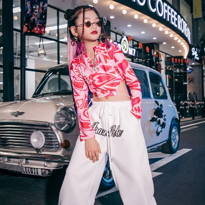 

Новинка, детские костюмы в стиле хип-хоп для девочек, одежда для джазовых танцев и практики, детская одежда для современных уличных танцев, с...