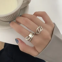xiyanike silver color retro punk hollow cross round ring distressed unique design hiphop fashion index finger wholesale