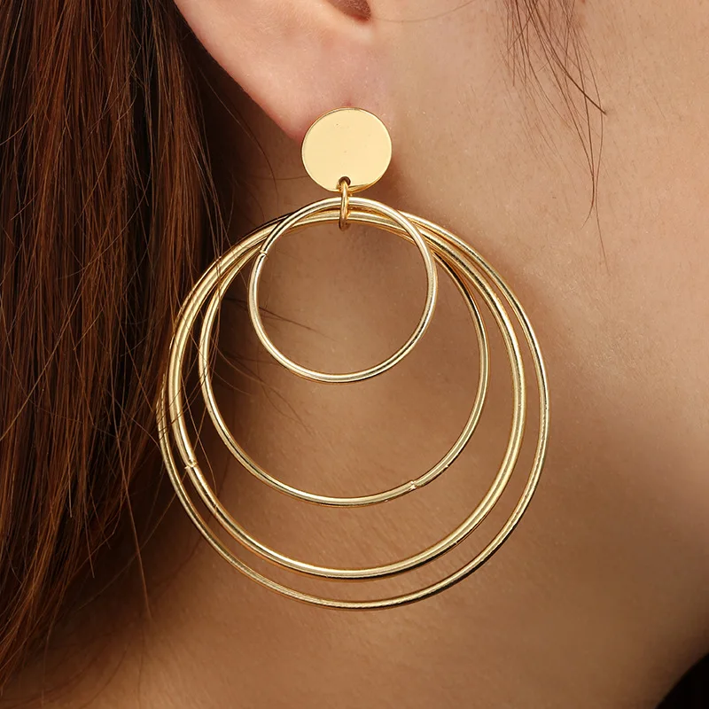 

Charmsmic Geometric Round Hoop Earrings For Women Big Small Circle Delicate Personality Night Club Ear Jewelry Femme Brinco