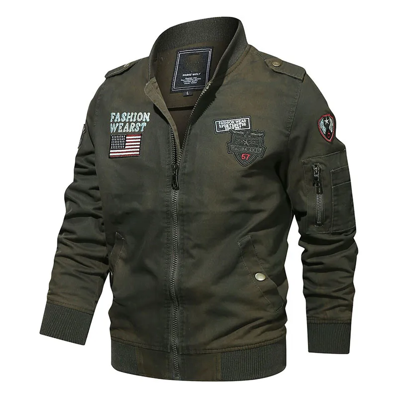 Куртка-бомбер мужская в стиле милитари тактическая мытая летная куртка