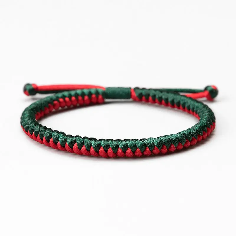 

Elegant Red Green Rope Bracelet & Bangle for Men Tibetan Buddhist Women Charm Wristband Jewelry for Lovers' Best Gift Friendship