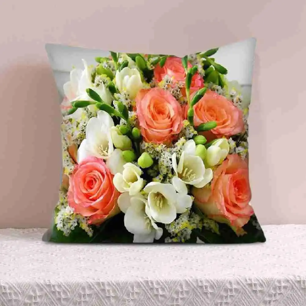 

Peach Skin Plush Pillow Case Flower Cushion Cover Home Decorative Super Case Fashion Plush Pillow Soft Cover Cushion Short N0Z2