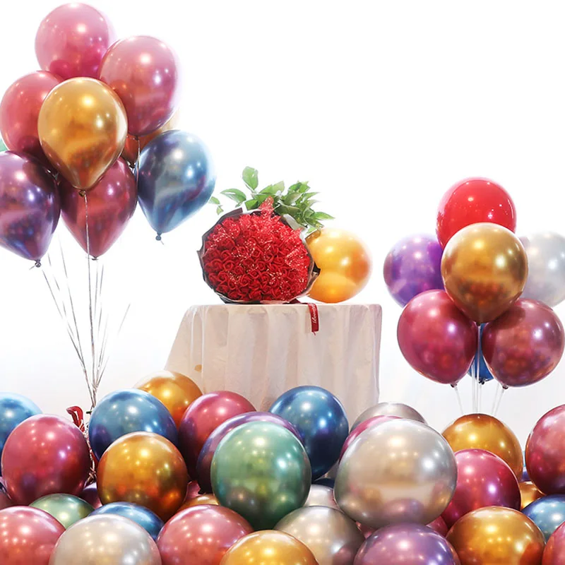 100pcs 12inch 2.8g Metallic Thick Pearl Chrome Latex Balloons Happy Birthday Party Decorations Kids Wedding Helium Air Ballon | Дом и сад
