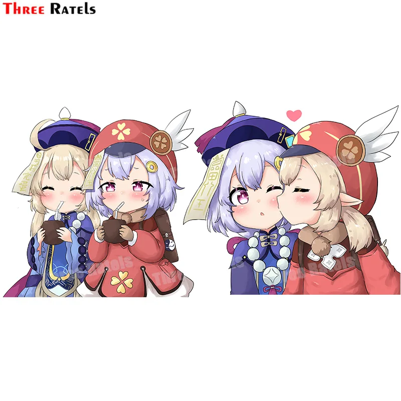 

Three Ratels A153, популярная игра Genshin Impact, наклейка для автомобиля Klee и Qiqi, аксессуары, украшение с водонепроницаемой защитой