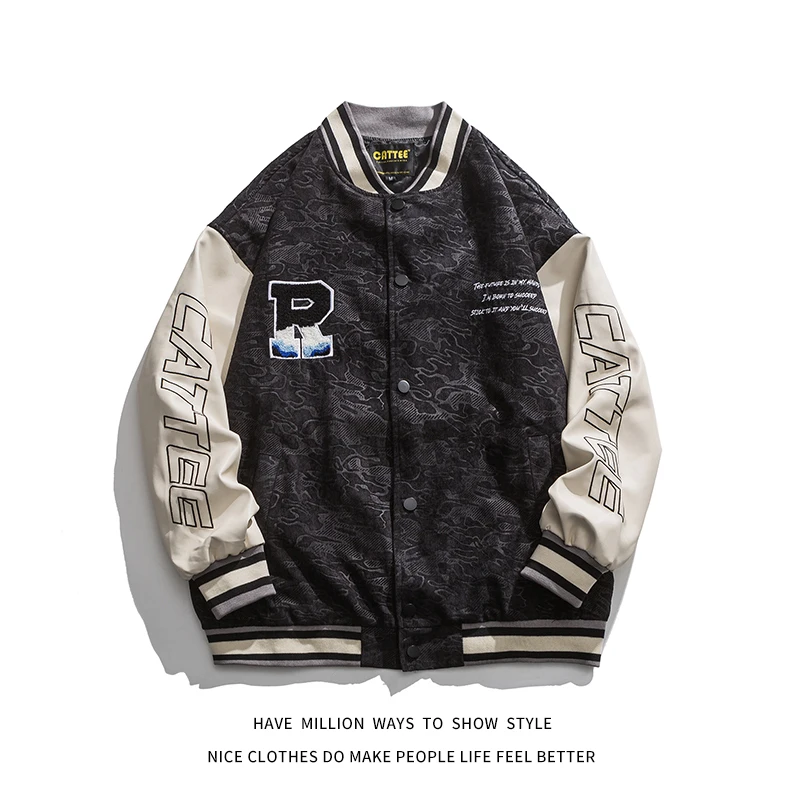 

2021 New Autumn Letter Embroid Patchwork Varsity Jacket Men's Bomber Unisex Women's Baseball Coat Street Casual Hip Hop Chic